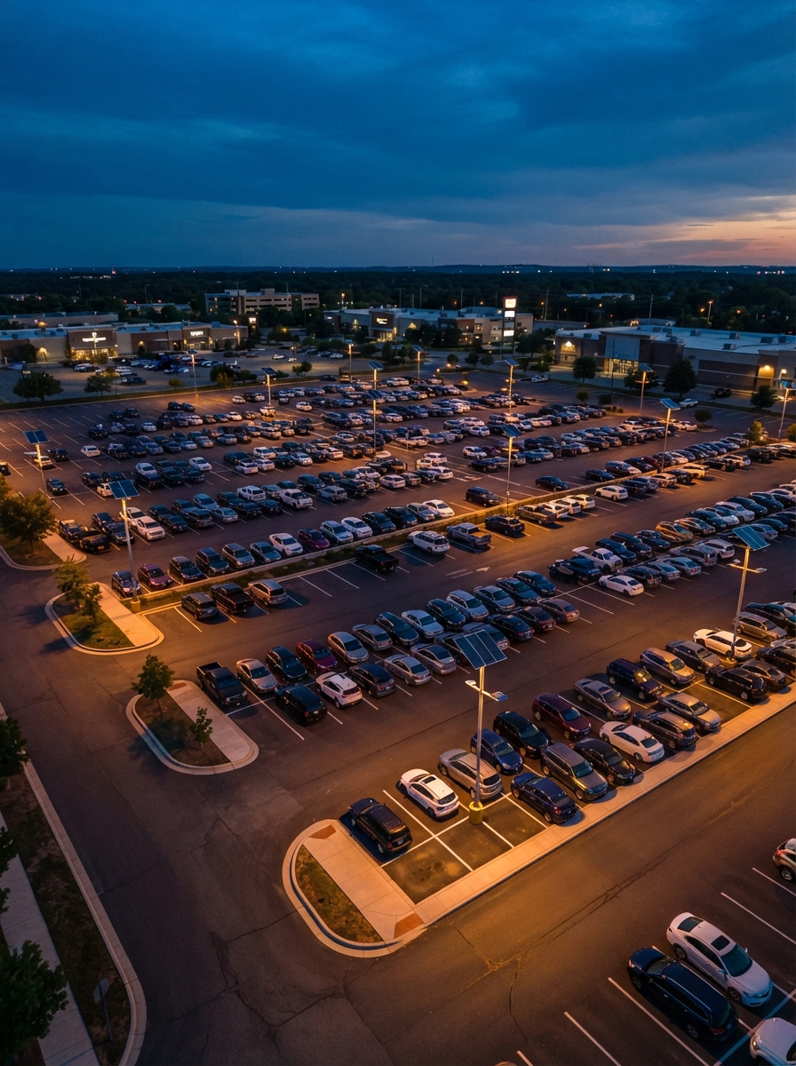 Solar parking lot lighting array