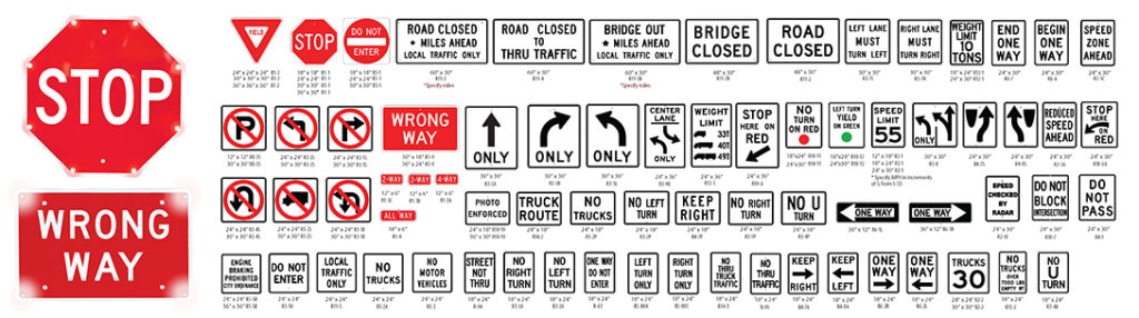 Solar-powered regulatory stop signs and LED warning signs