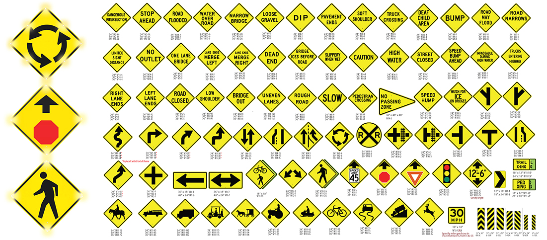 LED integrated traffic warning signs