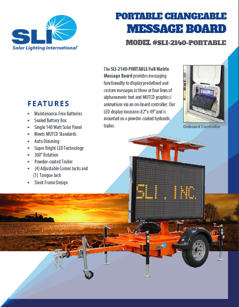 SLI portable solar-powered 3-line message board