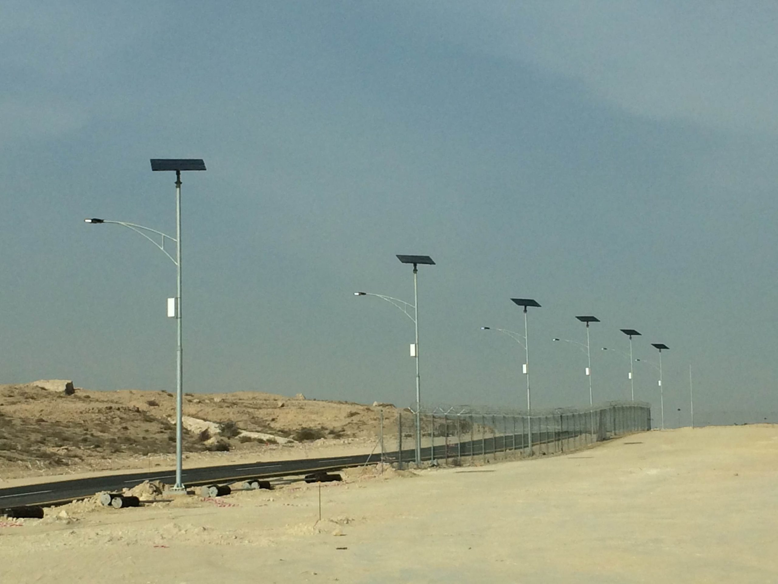 Solar street light highway installation
