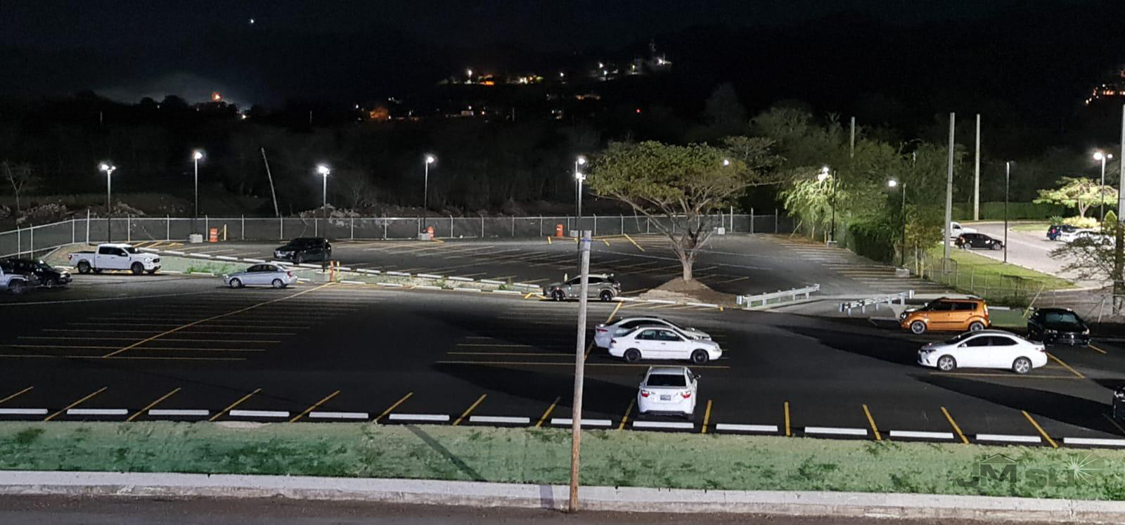 Solar lighting installation at San Lucas Hospital, Ponce, Puerto Rico