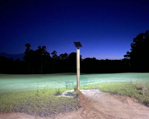 Solar putting green lighting on a golf course