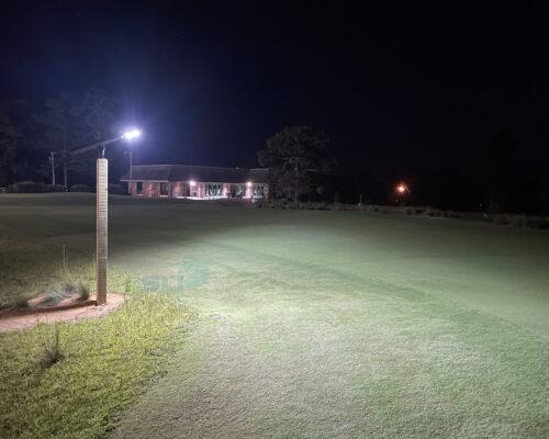 Solar lighting over tee boxes at a golf course