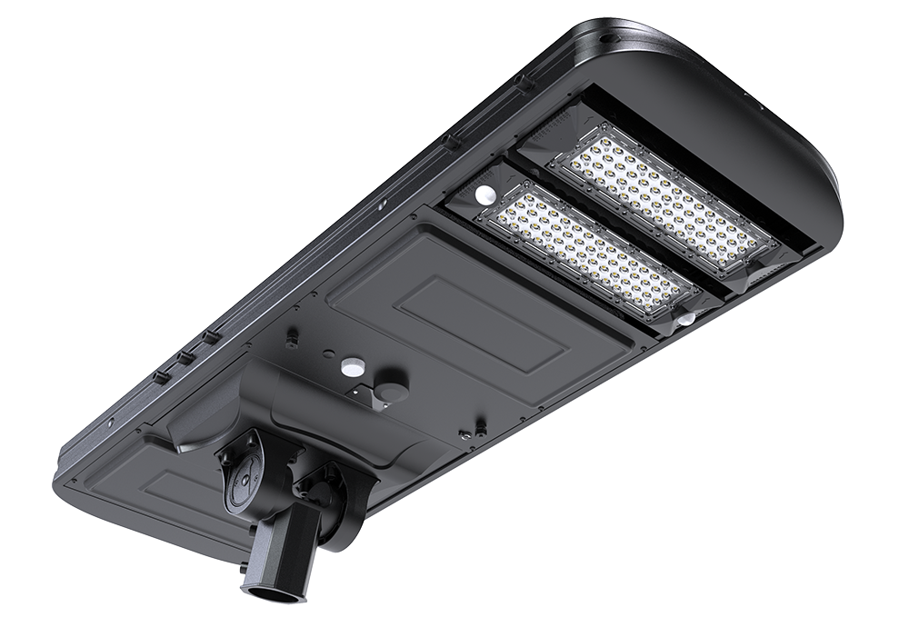 Monocrystalline solar panel on a Stealth street light